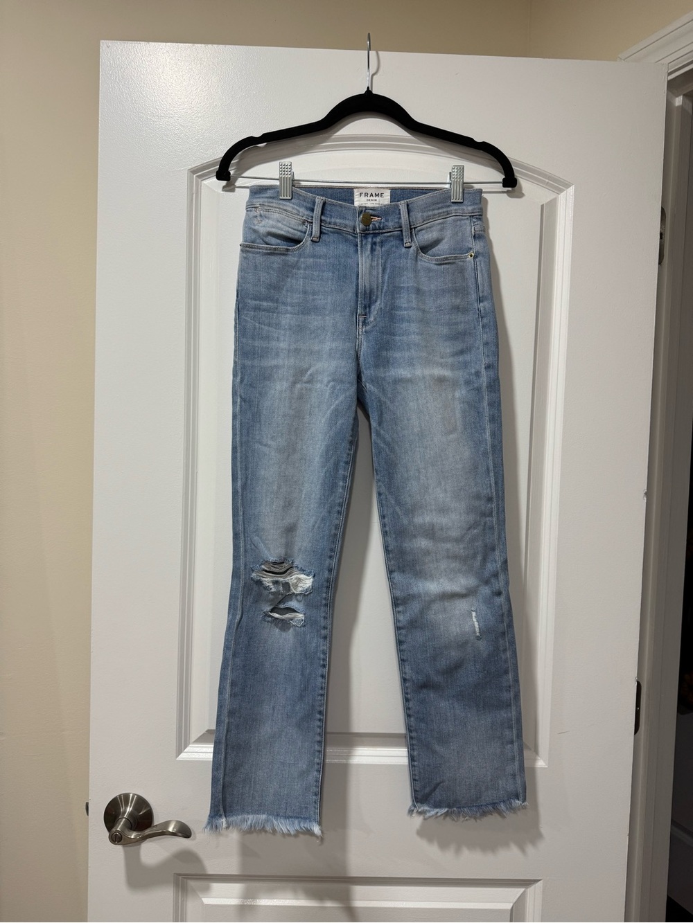 Frame Denim Le High Straight Leg Washed Light Blue - 27